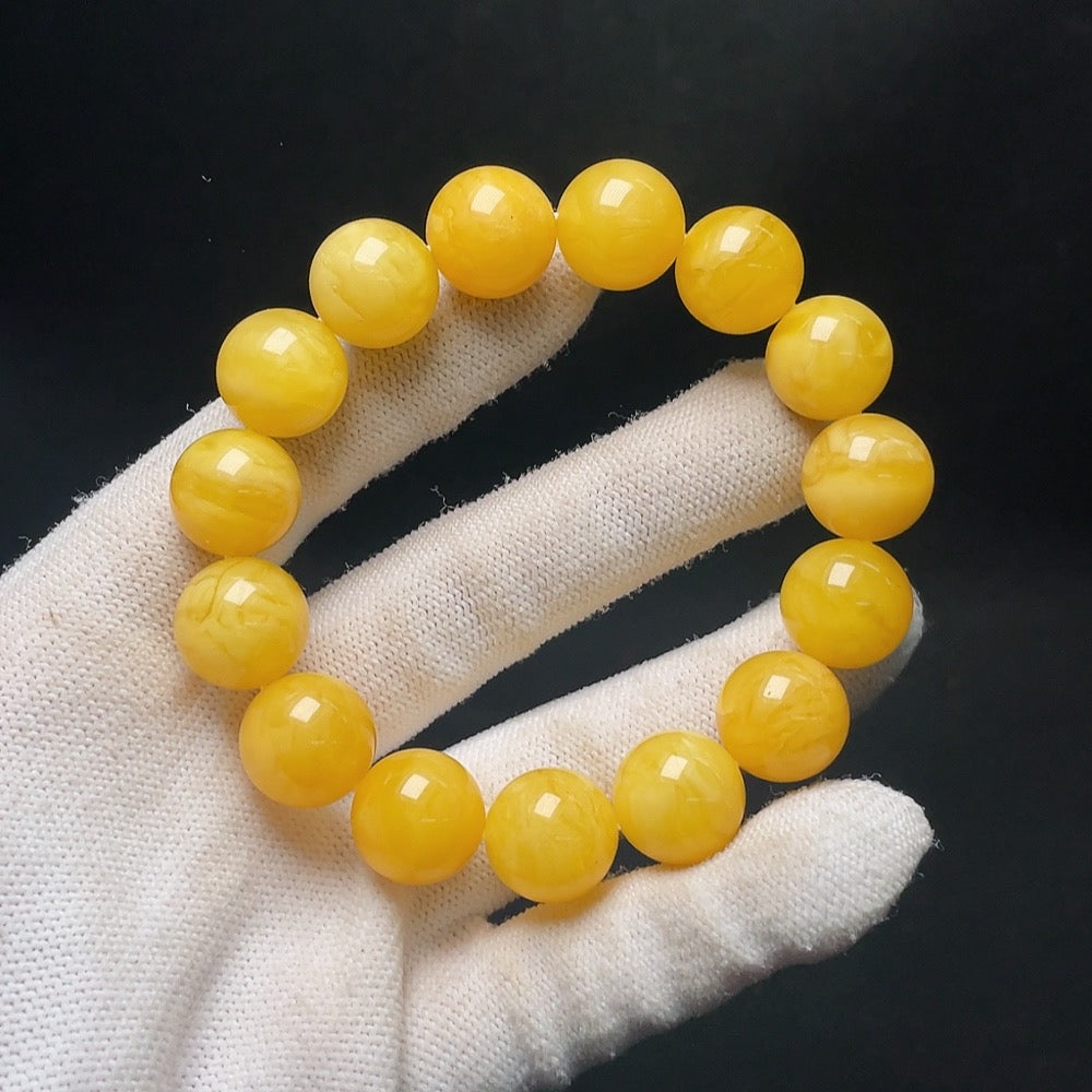 Amber Beeswax Bracelet, Total Weight Approx. 23.8g, Size Approx. 14.1mm