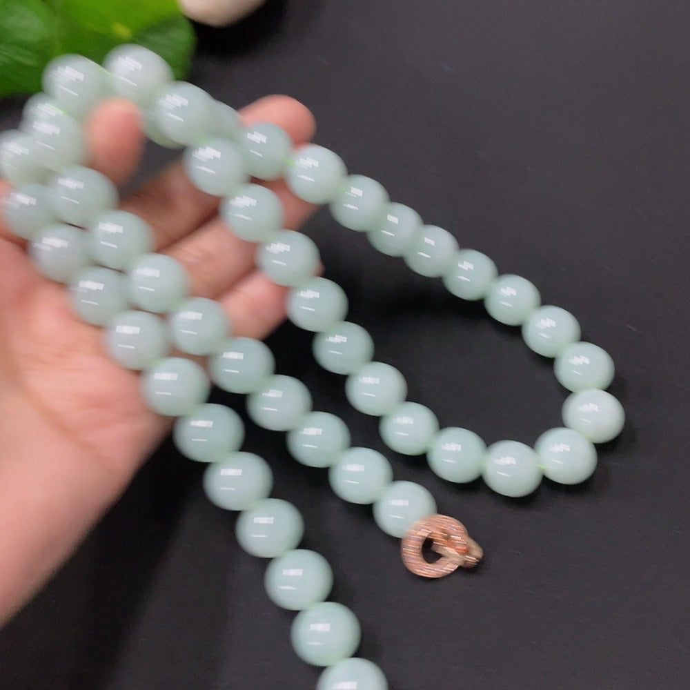 Jadeite Bead Necklace Approx. 11.5mm Non-Gold Total Weight Approx. 151.2g