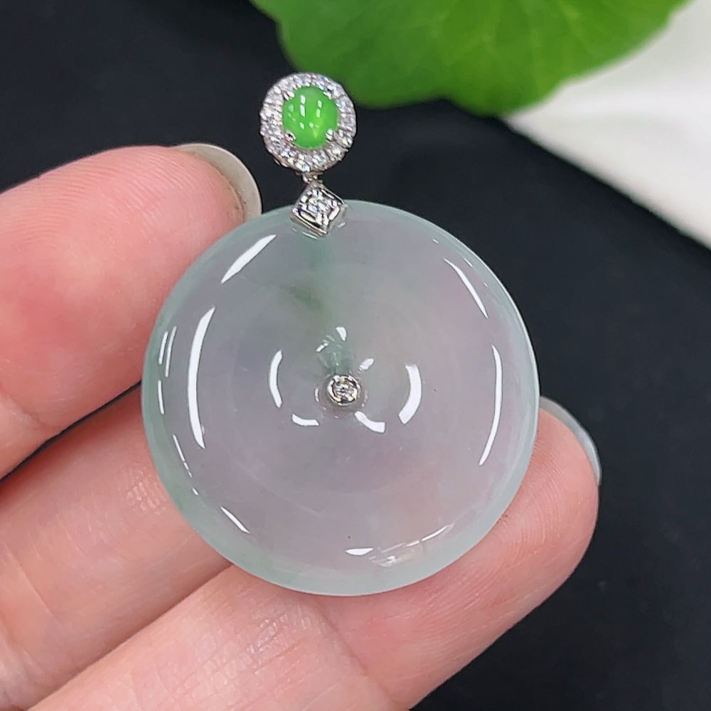 Jadeite Safety Buckle Pendant 18K Gold Total Weight Approx. 8.1g (With Diamond Accents)