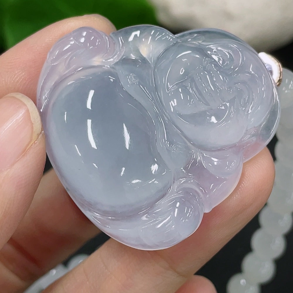 Jadeite Buddha Pendant with Chain, Total Weight Approx. 54.7g, Non-Grade A Chain, Non-Gold Accessory