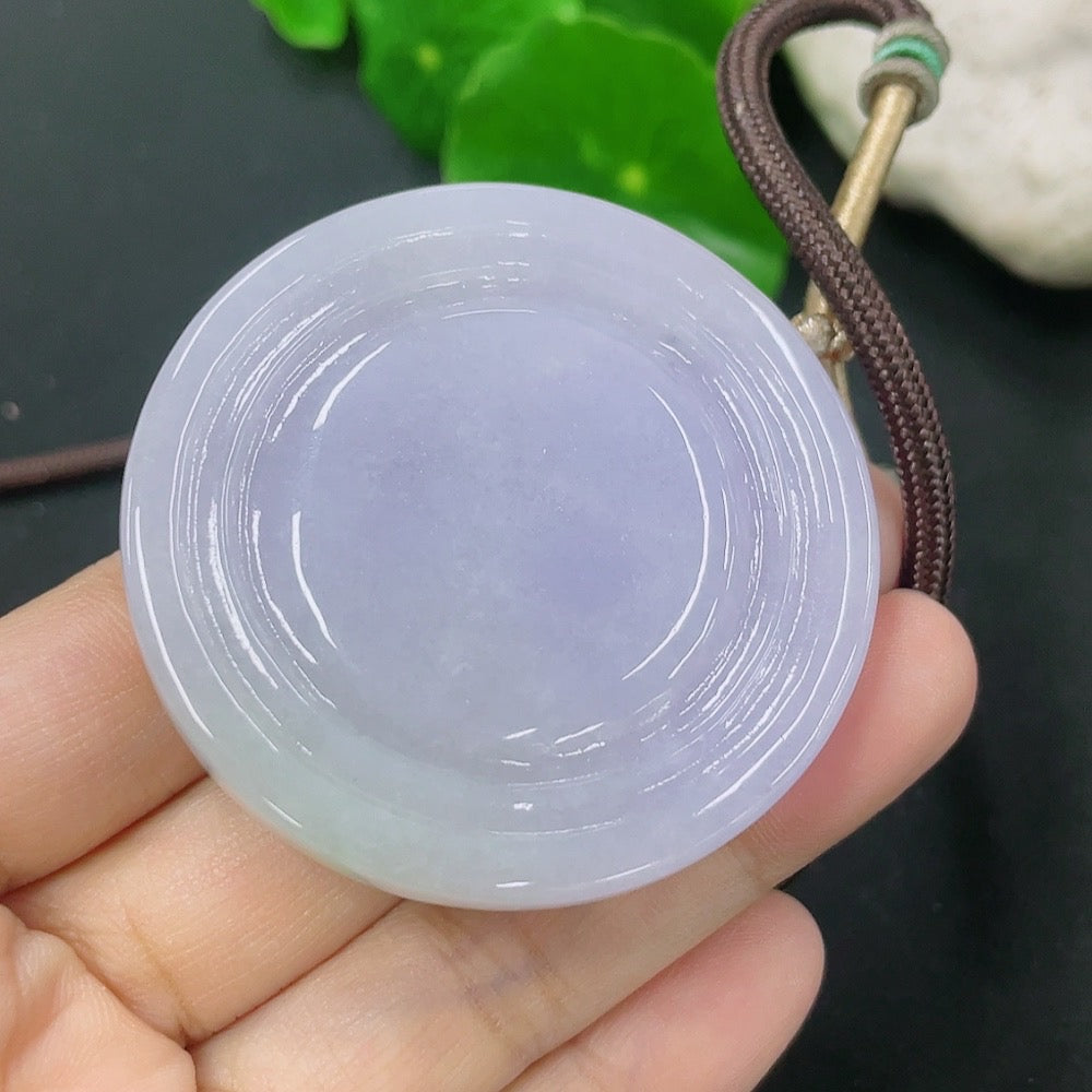 Jadeite Guanyin pendant with rope, weighing approximately 60.68g, crafted from green jade stone, by HKHQ.