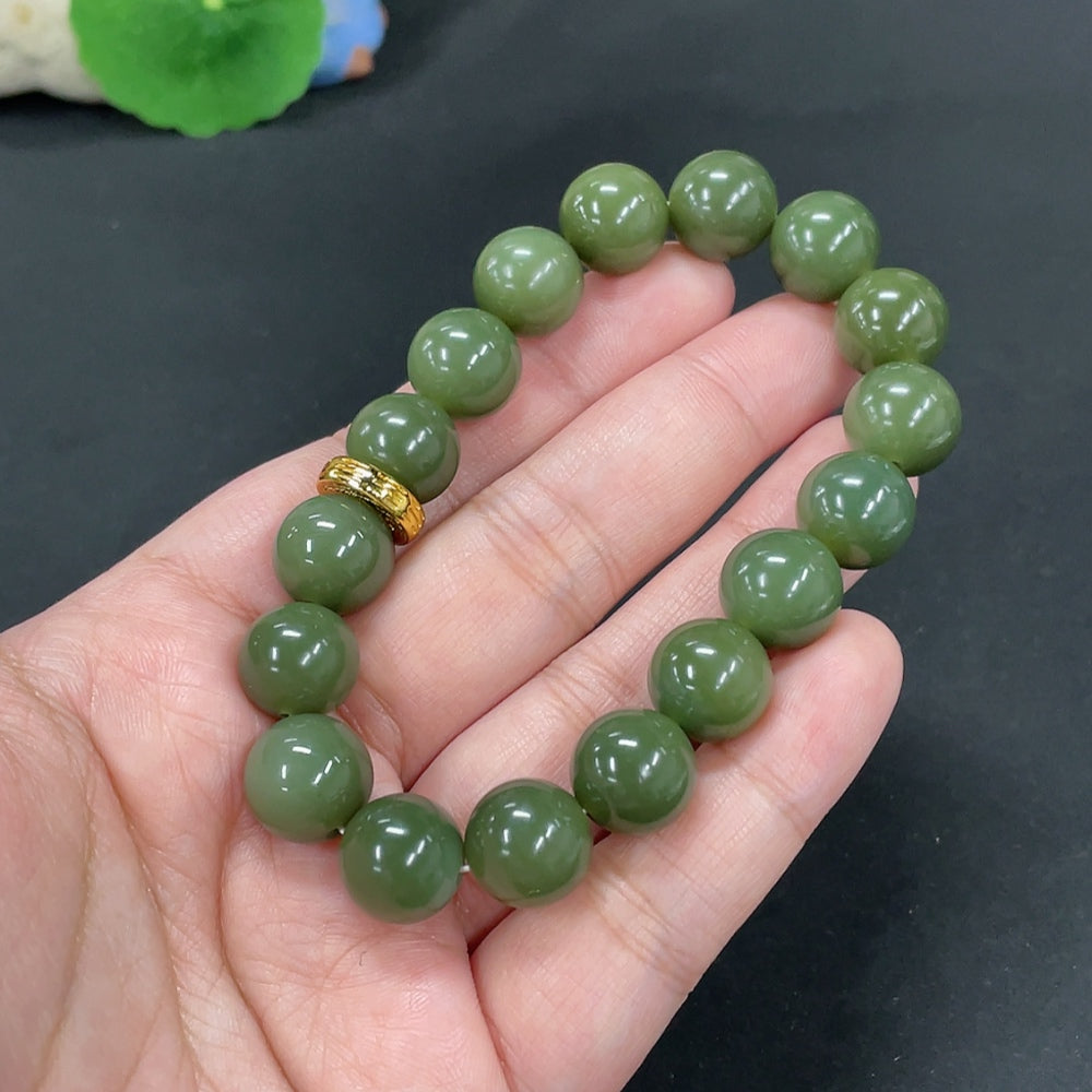 Hetian Jade Bracelet, Approx. 12mm, Total Weight About 47.3g, Non-Gold