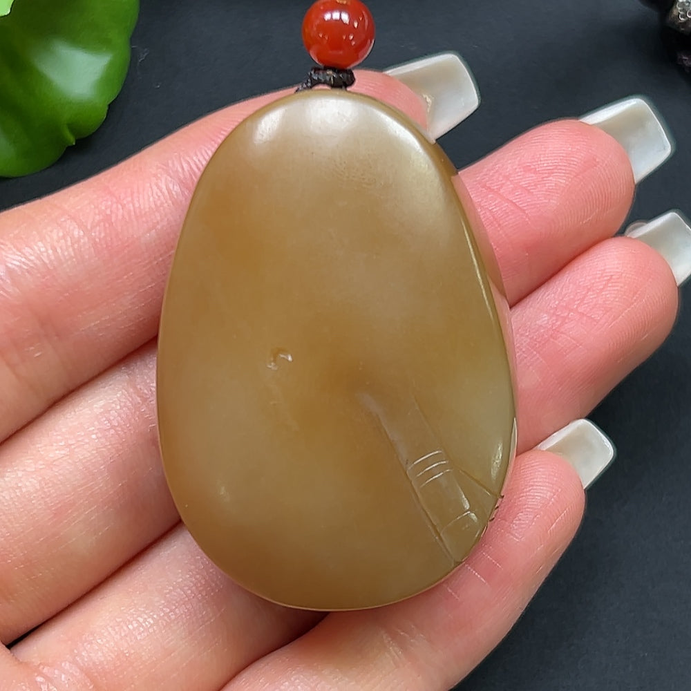 Hetian Jade Guanyin Pendant, Including Rope