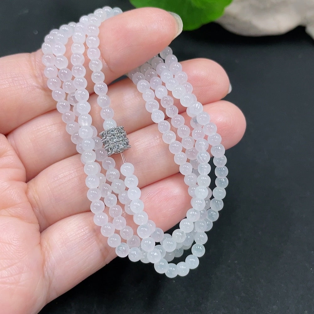 Jadeite Beaded Necklace Approx. 3.4mm Total Weight Approx. 14.36g Without Gold Inlay