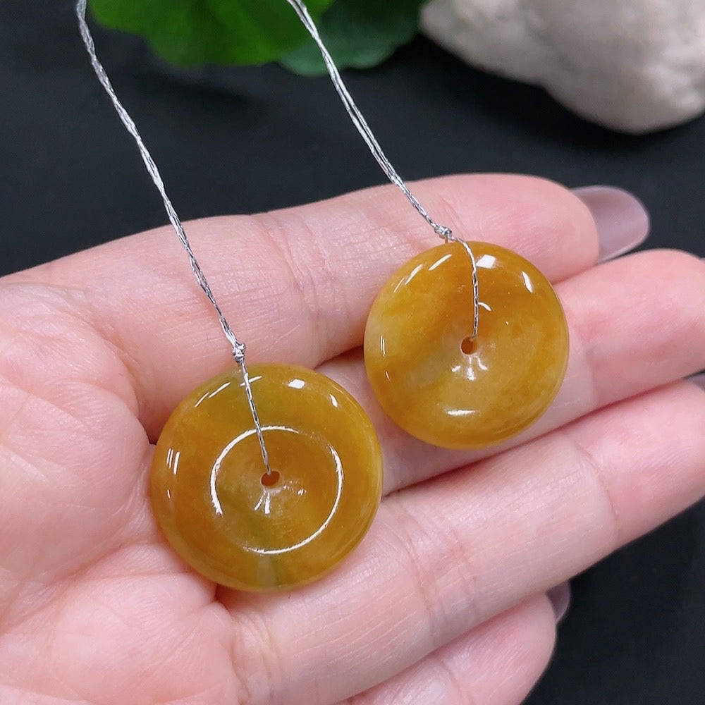 Jadeite Peace Button Pendant Sell as a Lot (Color origin undetermined)