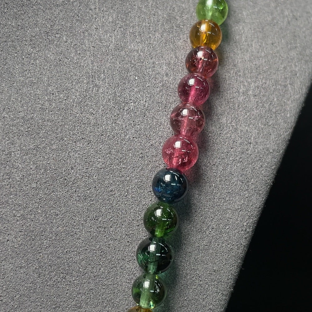 Tourmaline Bead Strand, Visible Organic Matter