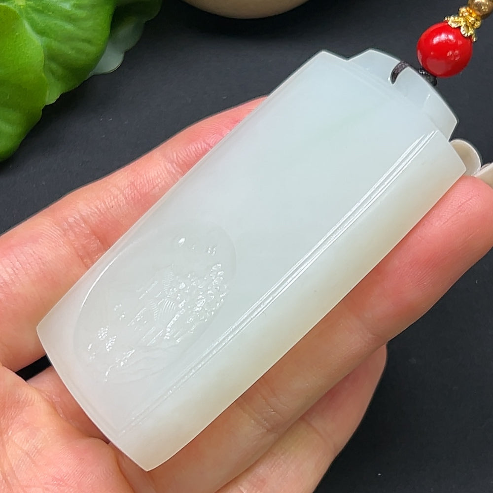 Hetian Jade Plain Pendant Total Weight Approx. 82.86g with Rope