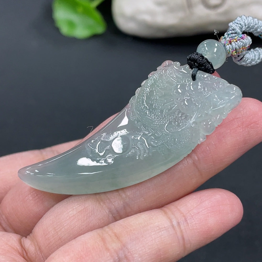 Jadeite Pendant Dragon Tooth Total Weight Approx. 15.8g with Rope