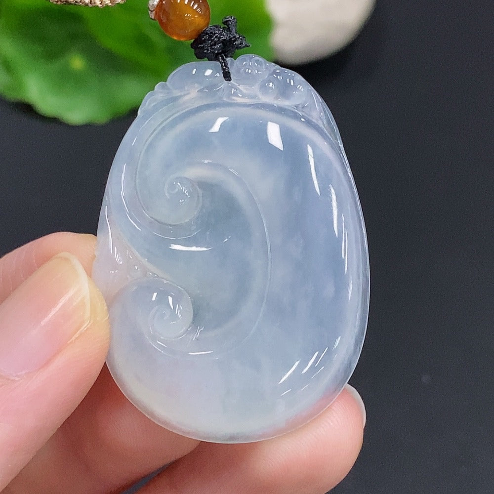 Jadeite Ruyi Pendant Total Weight Approx. 15.5g (Including Cord Weight)