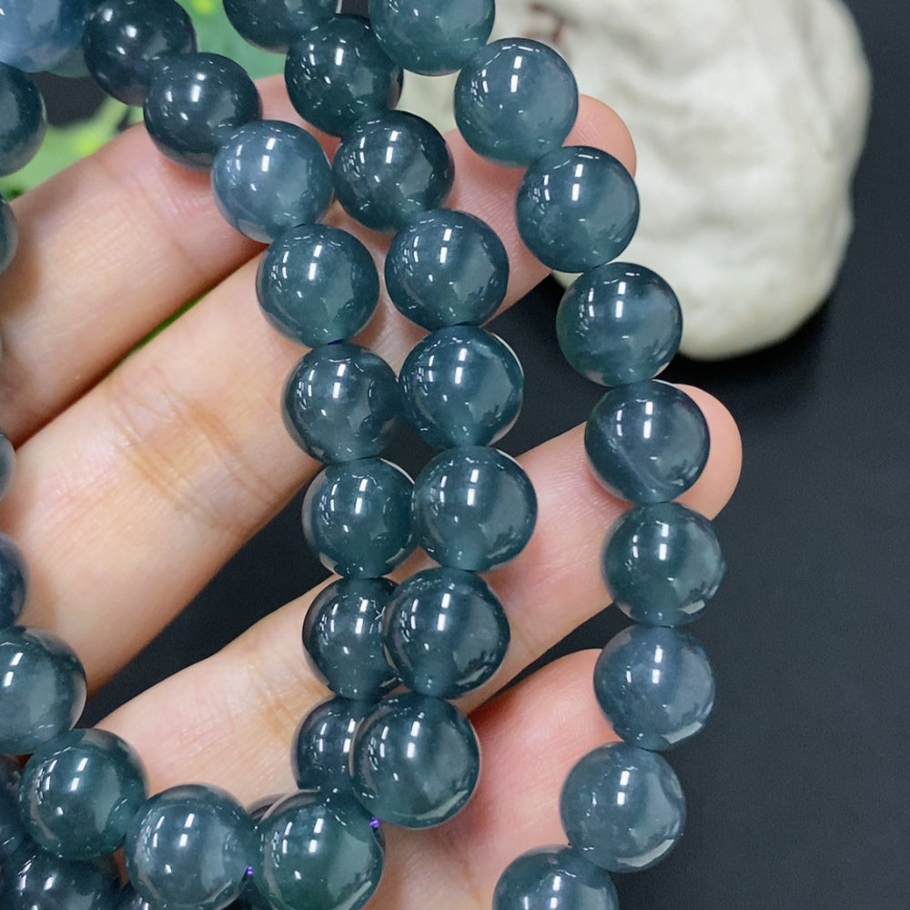 Jadeite Bead Necklace Non-Gold Size About 9.5mm
