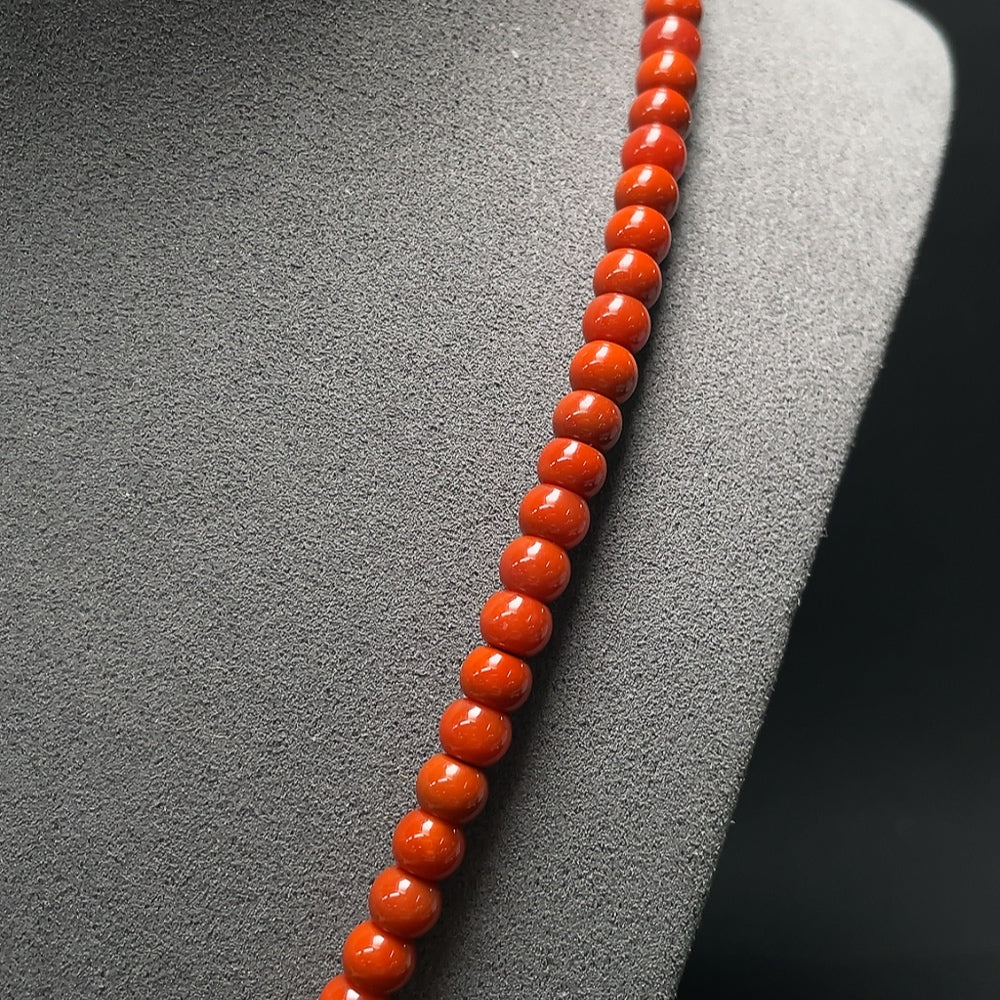 Red Agate Pearl Beads with Visible Organic Matter, Non-Gold, Total Weight Approximately 30.1g, Size About 5.7mm