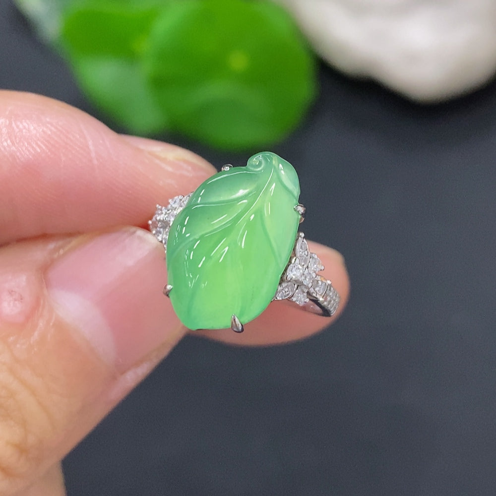 Jadeite Ring in 18K Gold (with Diamond Accents)