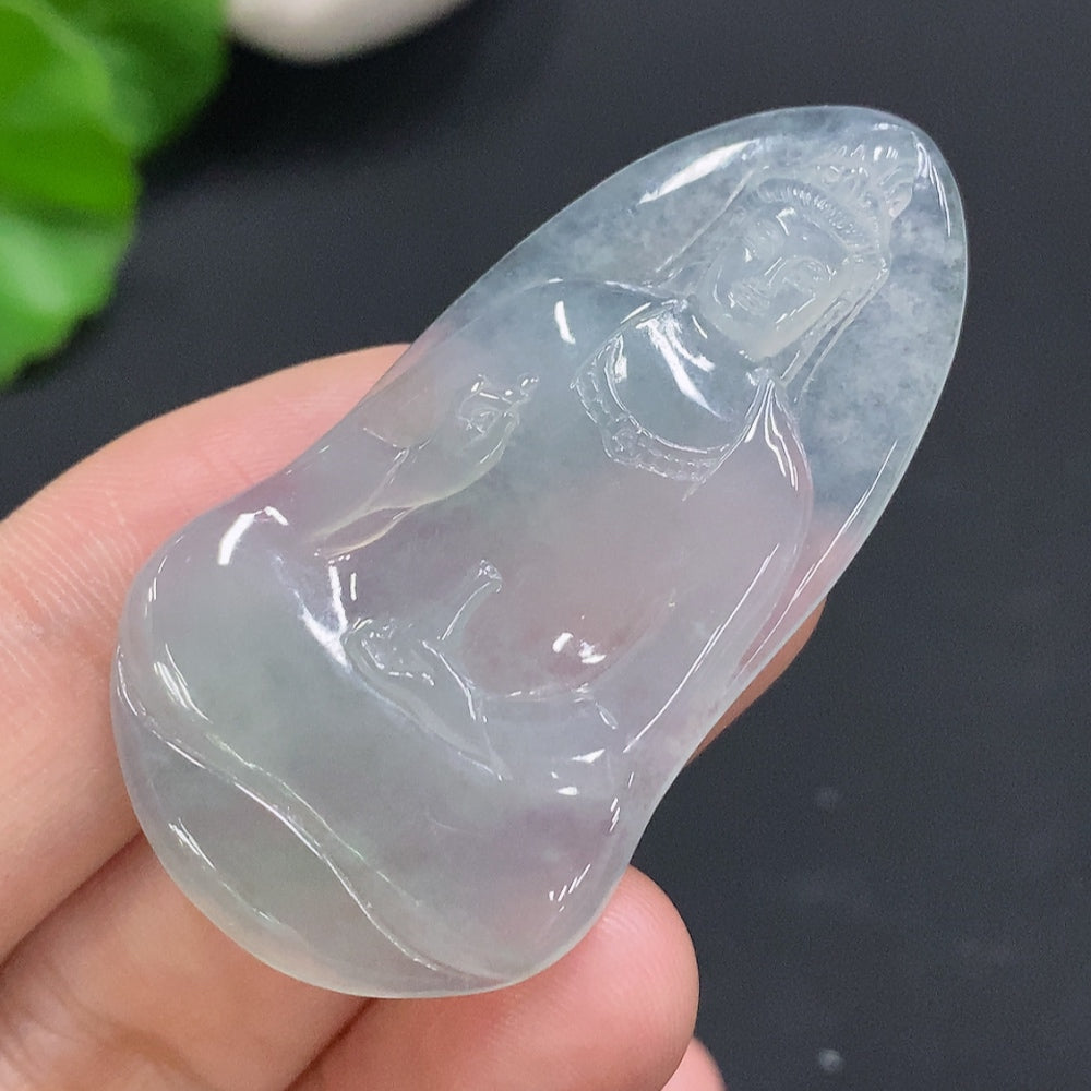 Jadeite Guanyin Inlaid Piece Total Weight Approximately 9.6g