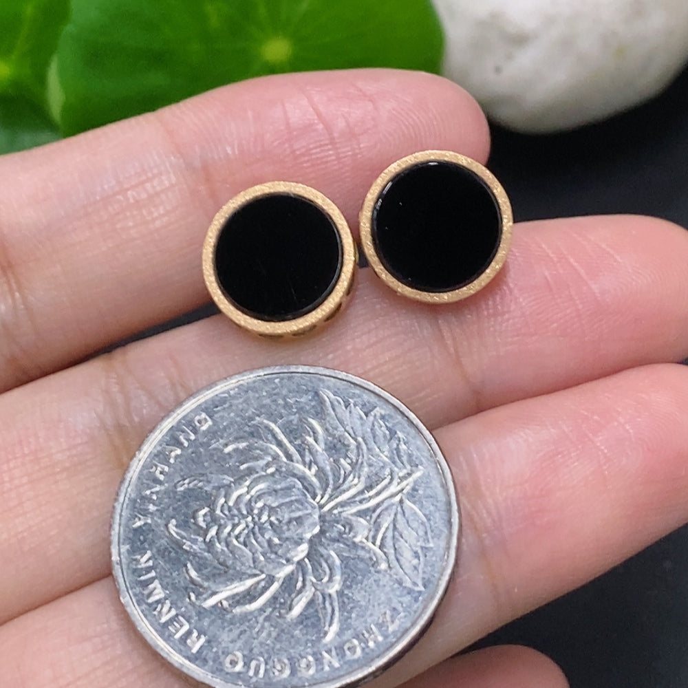 Jadeite Ear Studs 18K Gold Without Ear Backs