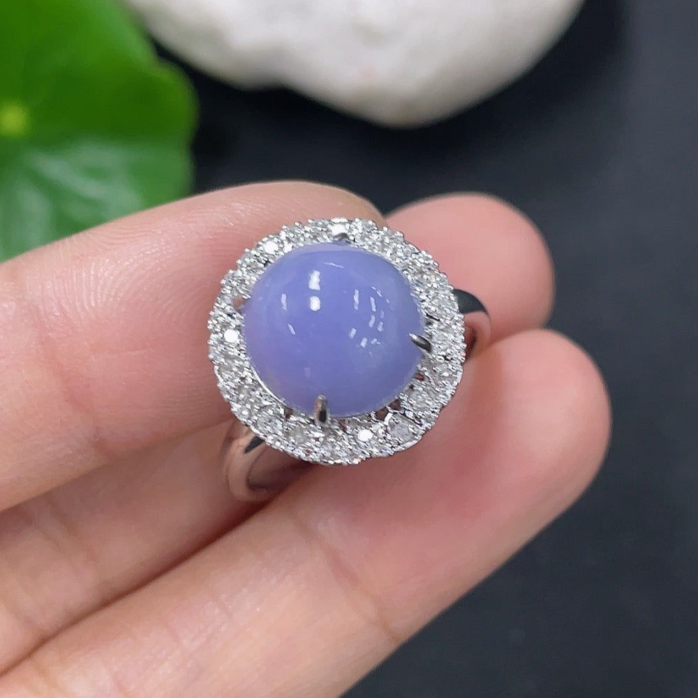 Jadeite Ring with 18k Gold and Diamond Accents, Size 14, Total Weight Approximately 5.68g