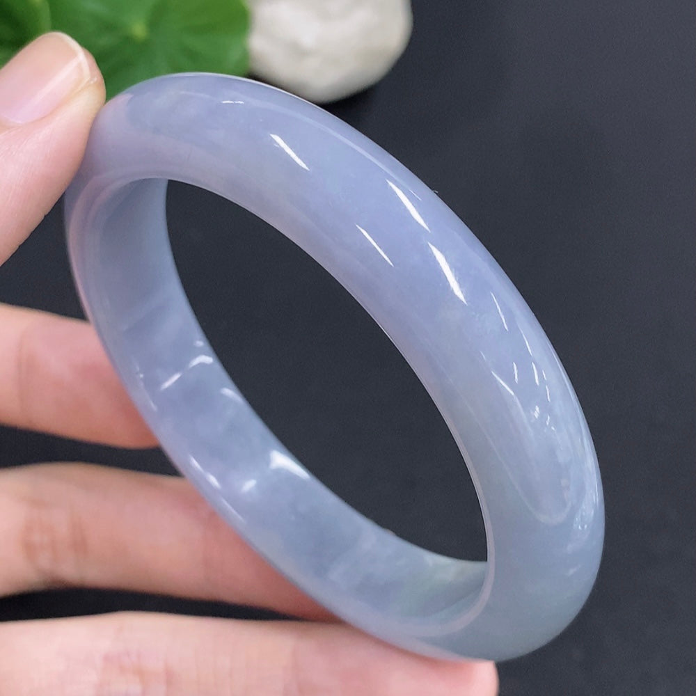 Jadeite round bracelet with a 57mm size and 55.2g weight, featuring smooth green jade beads, crafted by HKHQ.