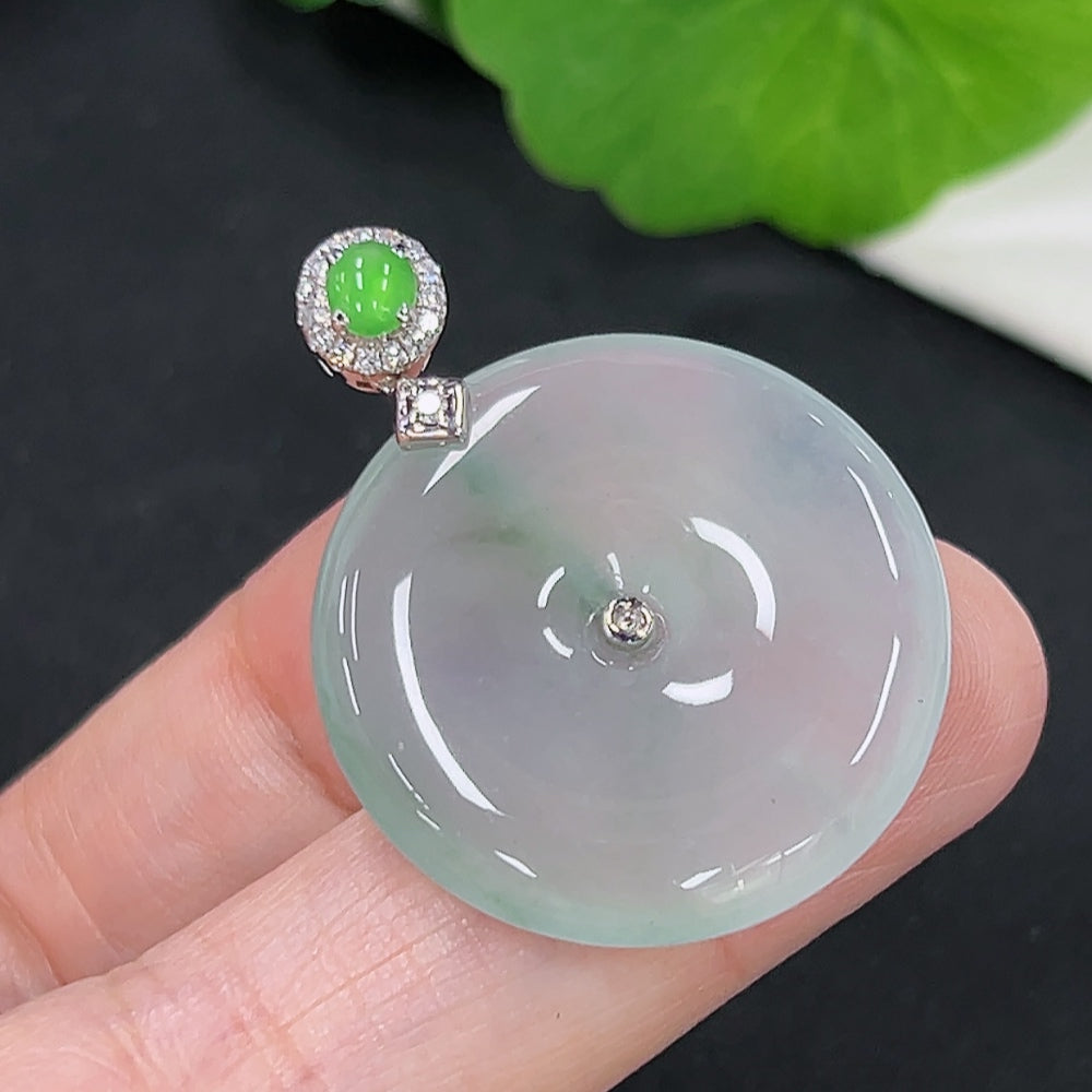 Jadeite Safety Buckle Pendant 18K Gold Total Weight Approx. 8.1g (With Diamond Accents)