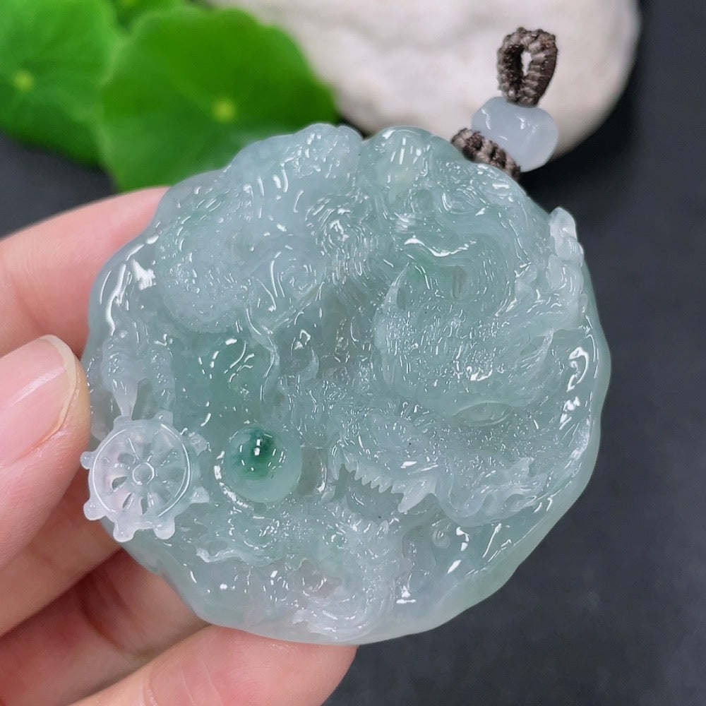Jadeite Pendant Dragon Plaque
