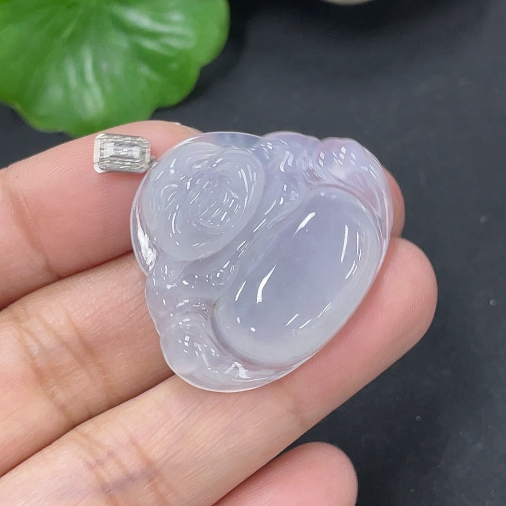 Jadeite Pendant Buddha in 18K Gold with Non-Diamond (too small to confirm natural origin) Total Weight Approx. 7.23g