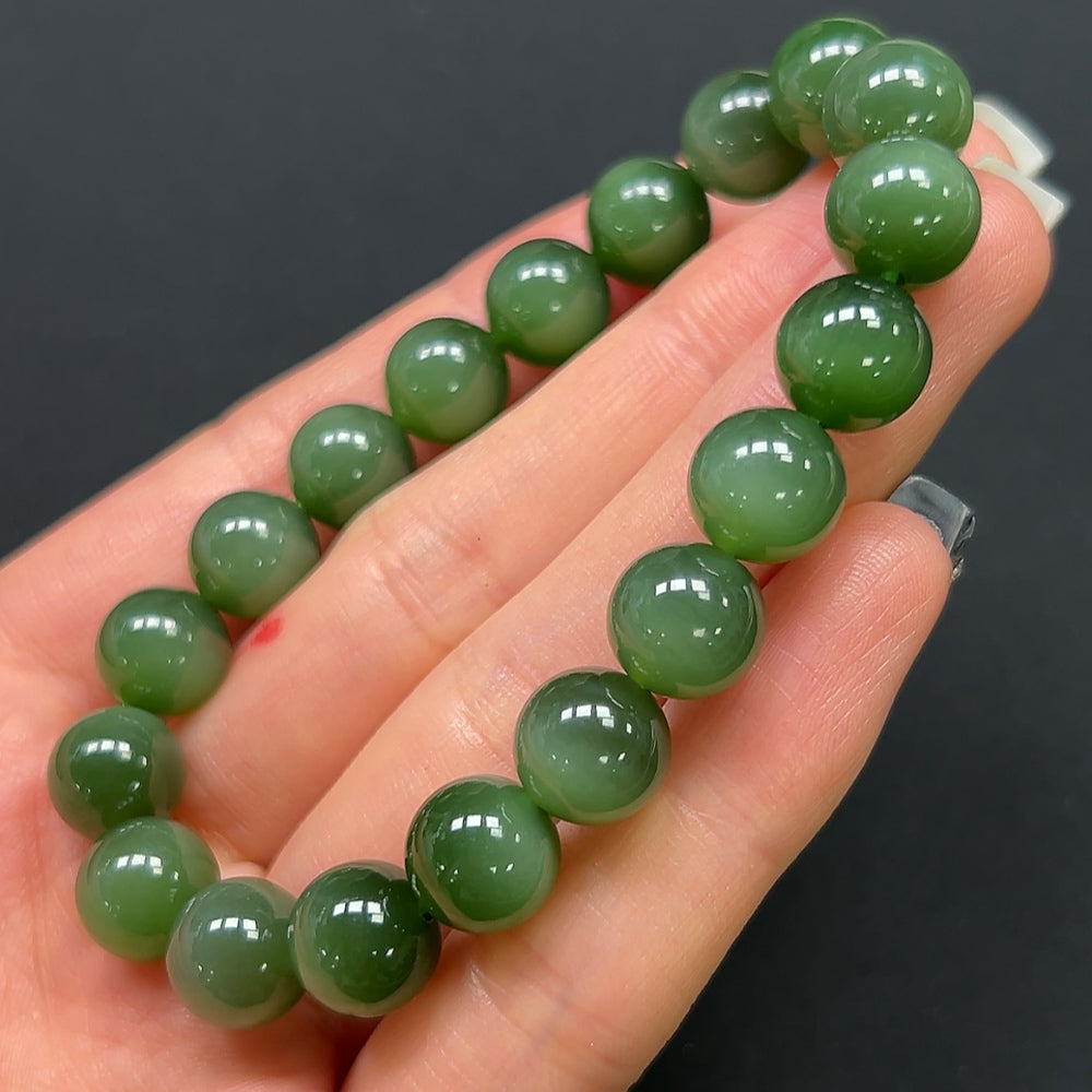 Hetian Jade Jasper Bracelet 9.7mm Approx. 28.24g