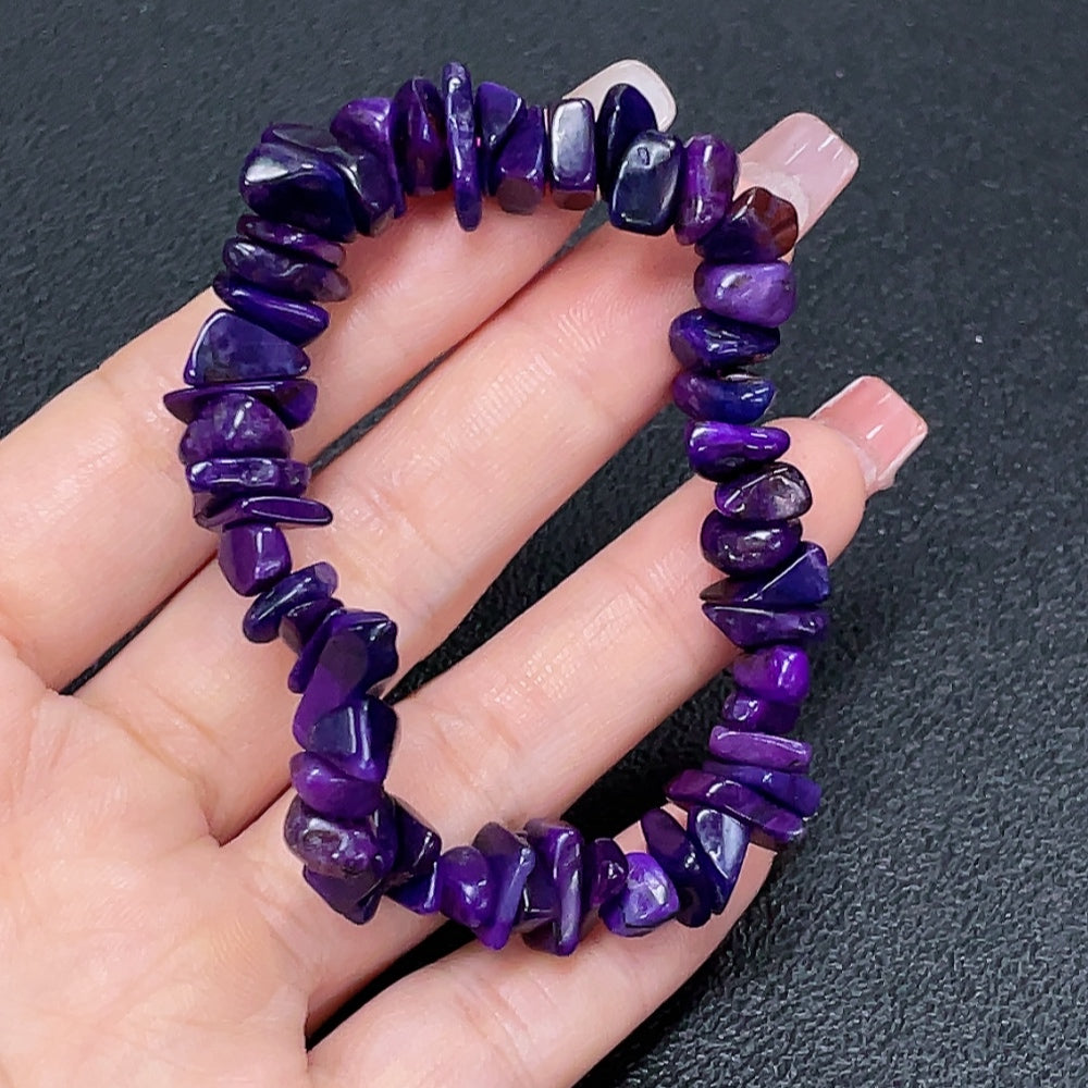 Purple Sugilite gemstone bracelet with mineral components, total weight approx. 22.67g, crafted by HKHQ.