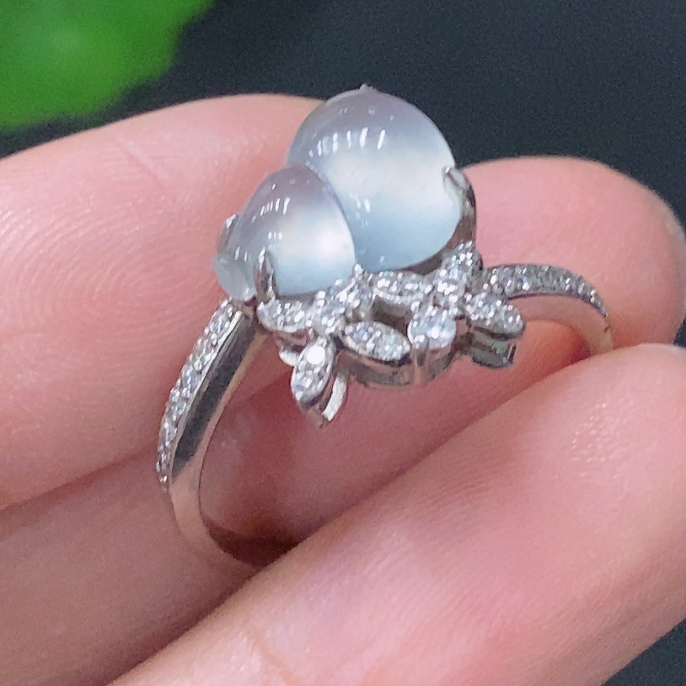 Jadeite Inlaid Ring Non-Gold Adjustable Total Weight Approx. 2.76g