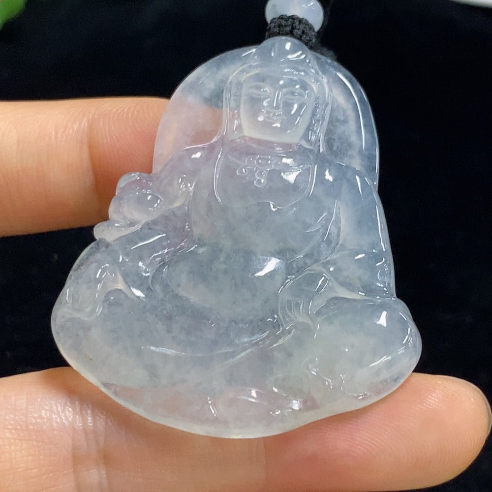 Jadeite Guanyin Pendant Total Weight Approx. 19.28g (Including Rope Weight)