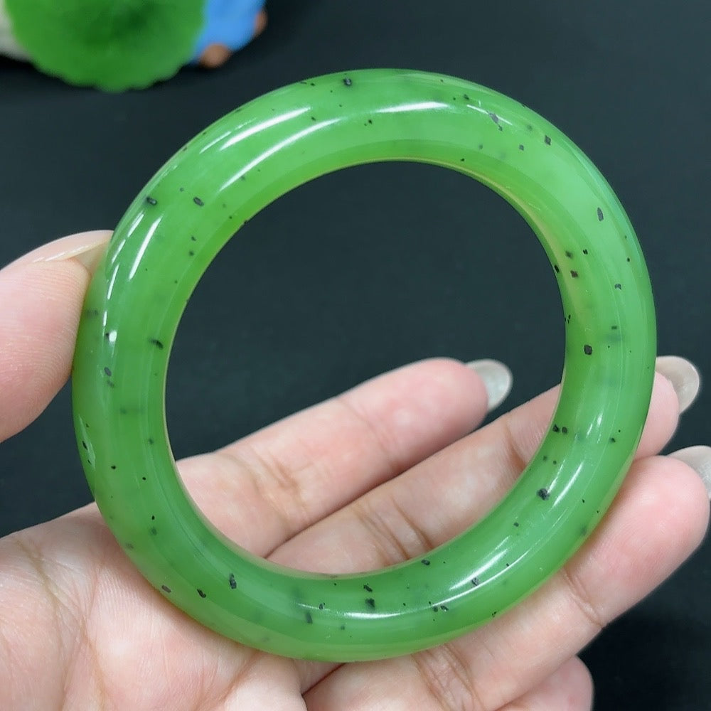 Hetian Jade Green Jade Round Bracelet