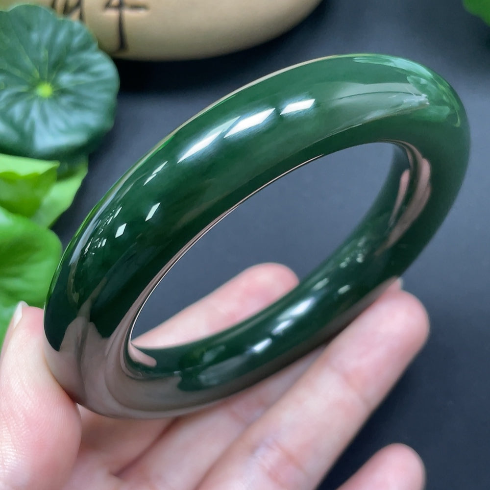 Hetian Jade Green Jade Round Bangle