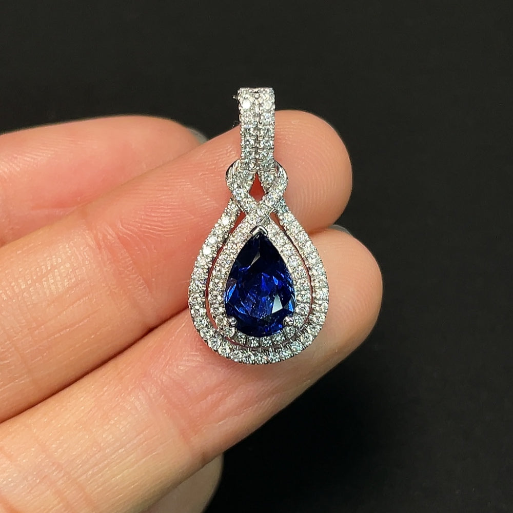 Sapphire Pendant, Color Origin Undetermined, 18K Gold, Non-Diamond