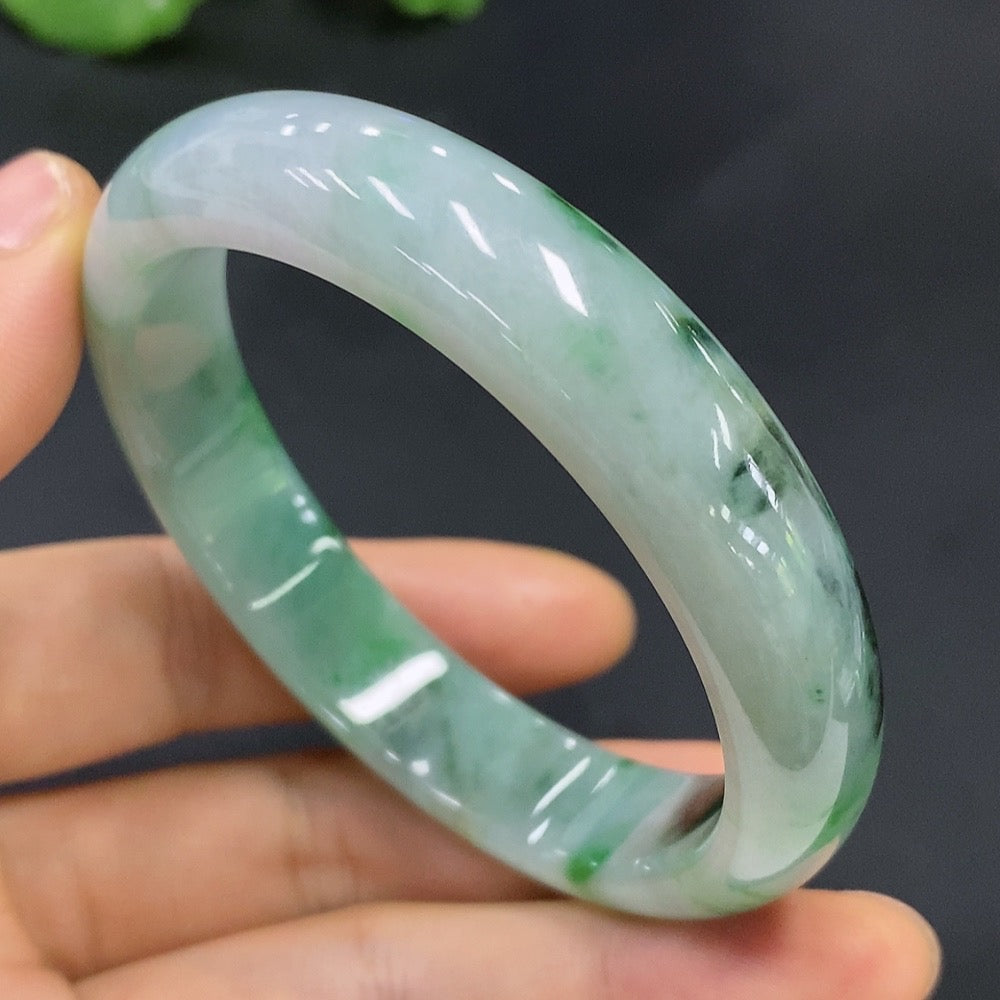 Jadeite Round Bracelet Size 55.3 with Other Mineral Components Total Weight 47.221g