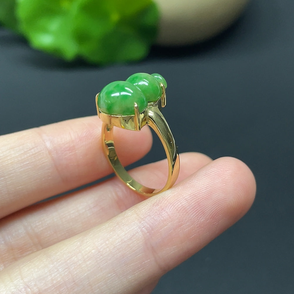 Jadeite Gourd Inlay Ring 18k Total Weight Approx. 3.87g Size 13