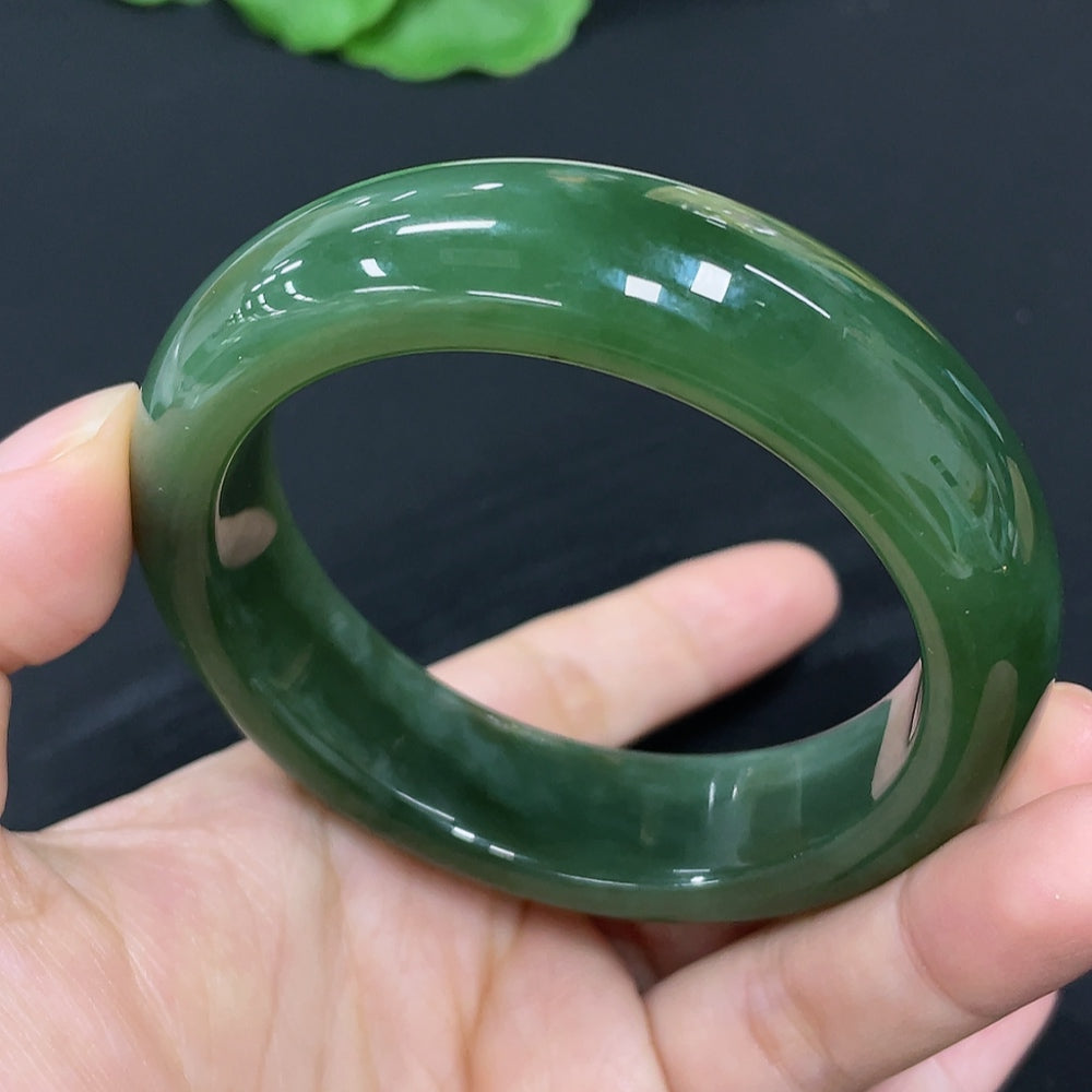 Hetian Jade Green Jade Round Bangle