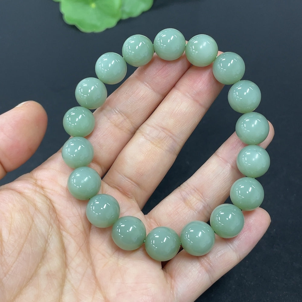 Hetian Jade Beads Bracelet approx. 10.5mm total weight approx. 35.8g