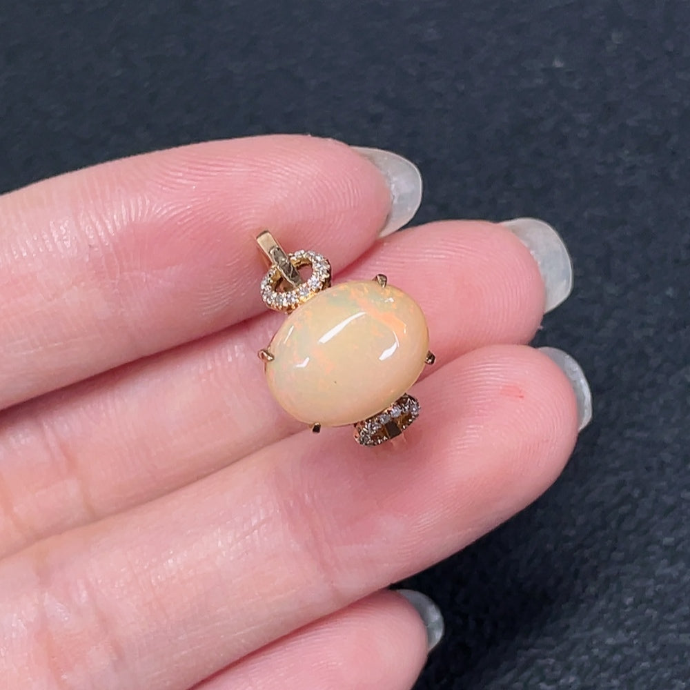 Opal Ring, Set with Diamonds, 18K Gold