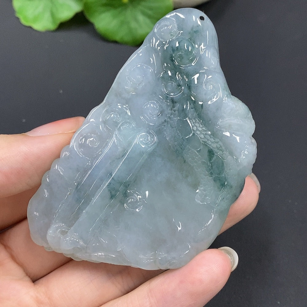 Jadeite Dragon Soaring the World Pendant, Total Weight 90.993g