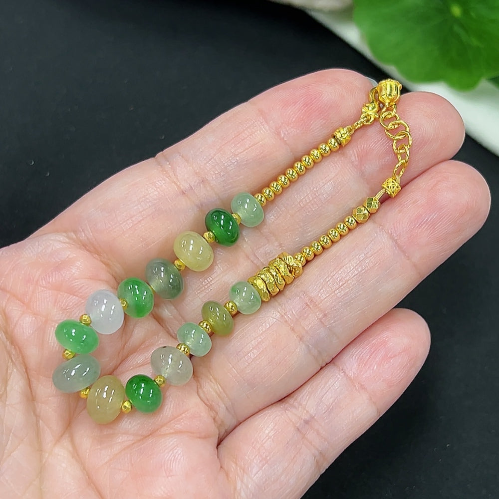Jadeite Bracelet with Tested 99% Gold Setting
