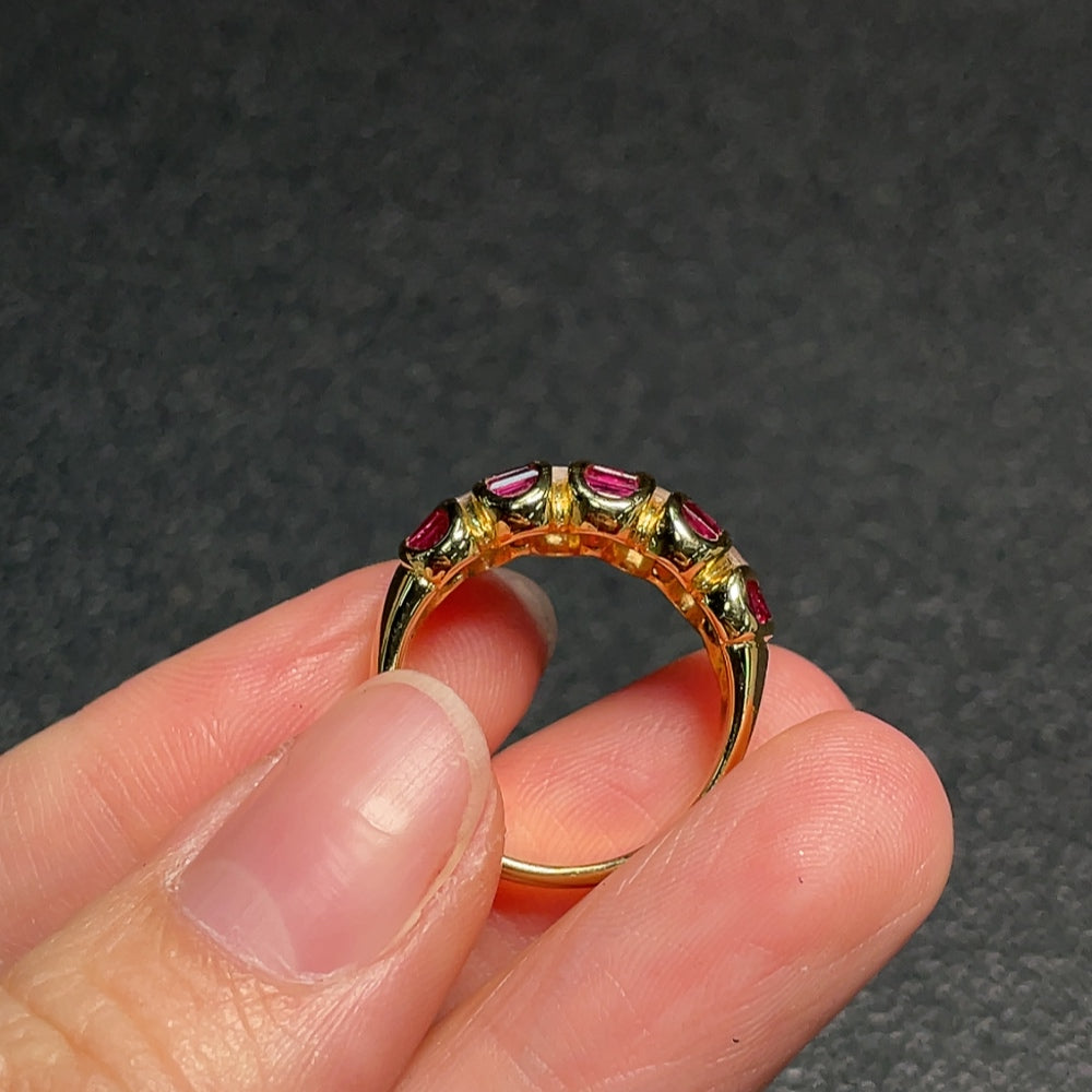 18K Ruby Ring with Diamond Accents, Total Weight Approx. 7g, Size 14