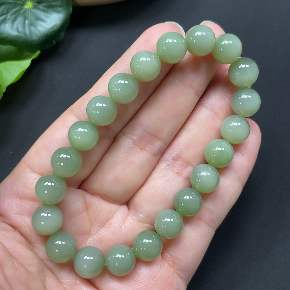 Hetian Jade Bracelet, 9.6mm, Approx. 29.54g