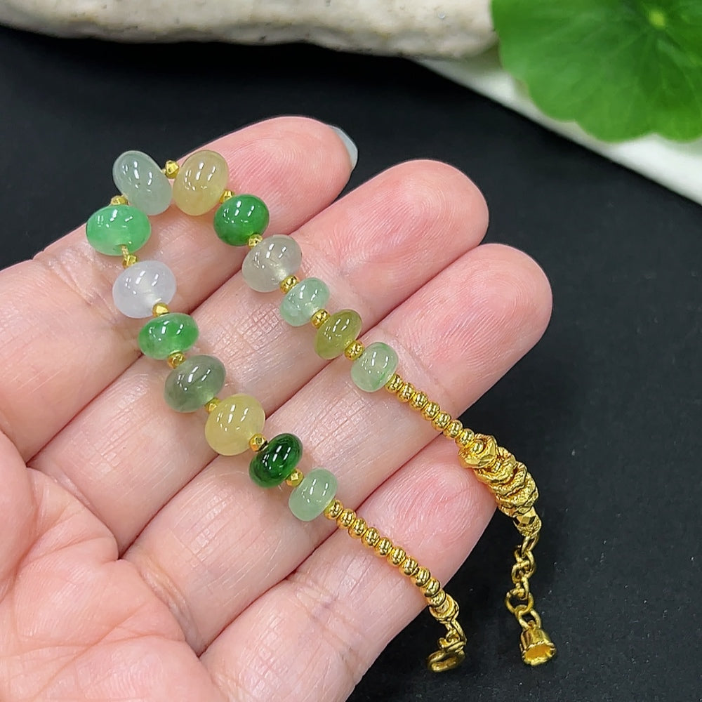Jadeite Bracelet with Tested 99% Gold Setting