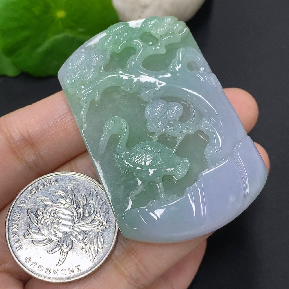 Jadeite Crane Pendant Total Weight Approx. 25.7g
