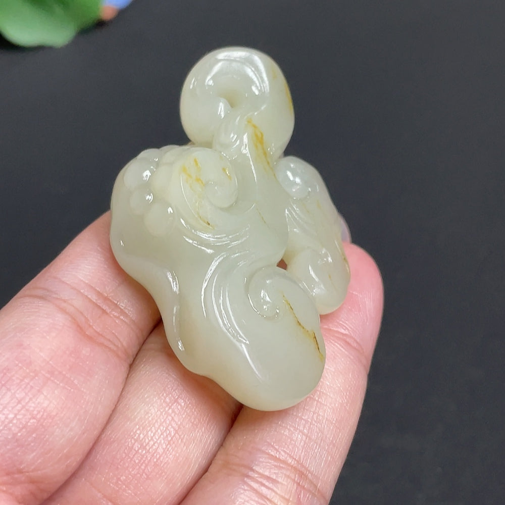 Hetian Jade Pendant  Ruyi  Total Weight about 38g  Undetermined Skin Color Cause  Electronic Collection Certificate