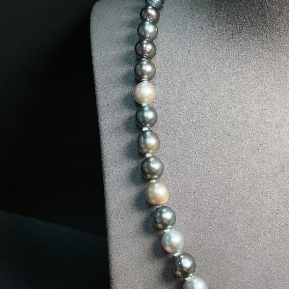 Seawater Pearl Strand, Color Origin Undetermined, Non-Gold, Total Weight Approximately 49.68g, Size Approximately 8.2-10.1mm