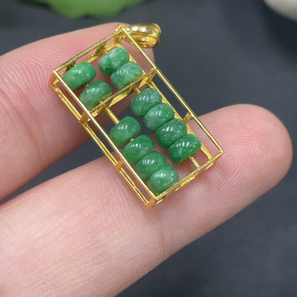 Jadeite Inlay 18k Gold Inlaid Total Weight Approx.1.9g