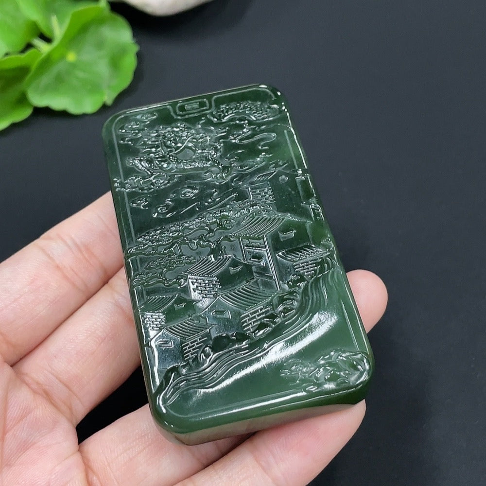 Hetian Jade Pendant  Landscape Plaque  Total Weight: Approx. 85.2g