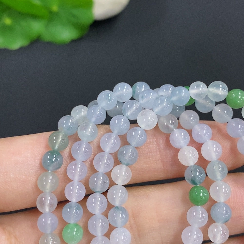 Jadeite Bead Necklace Non-Gold Total Weight Approx. 28g Size 5mm