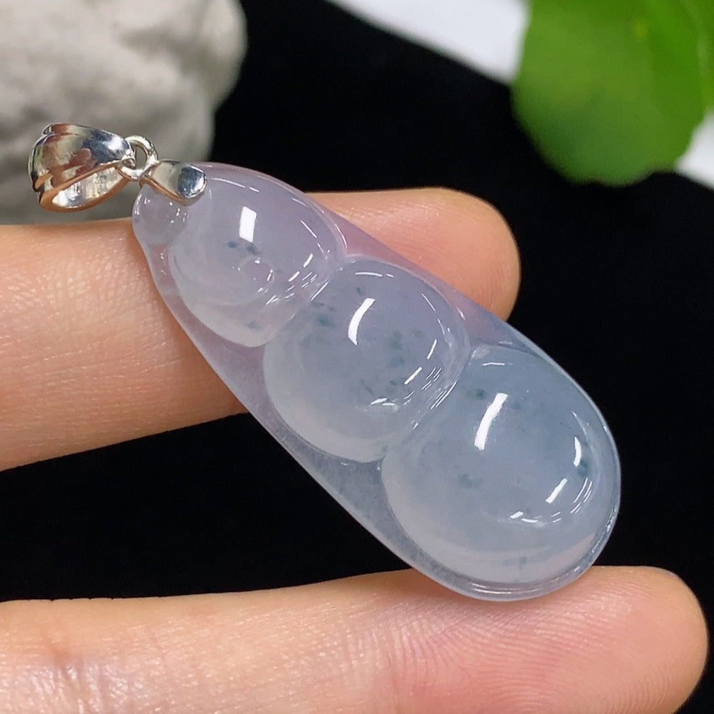 Jadeite Lucky Bean Pendant by HKHQ, carved jade with a smooth surface, weighing approximately 9.3g, featuring a natural green hue.