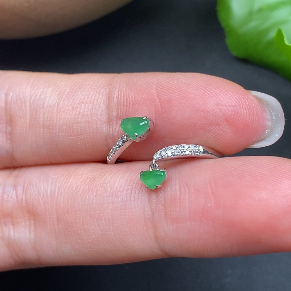 Jadeite Inlaid Ring with Diamond Accents 18k