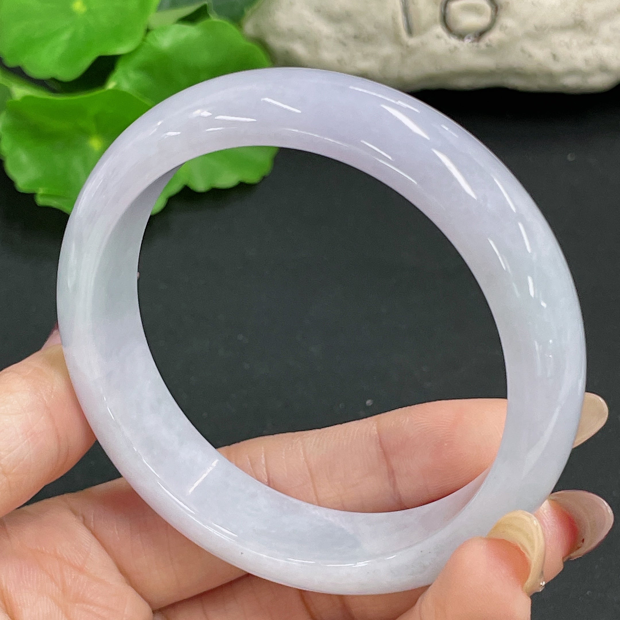 Jadeite Round Bangle, Total Weight Approx. 59.6g, Size 56.4