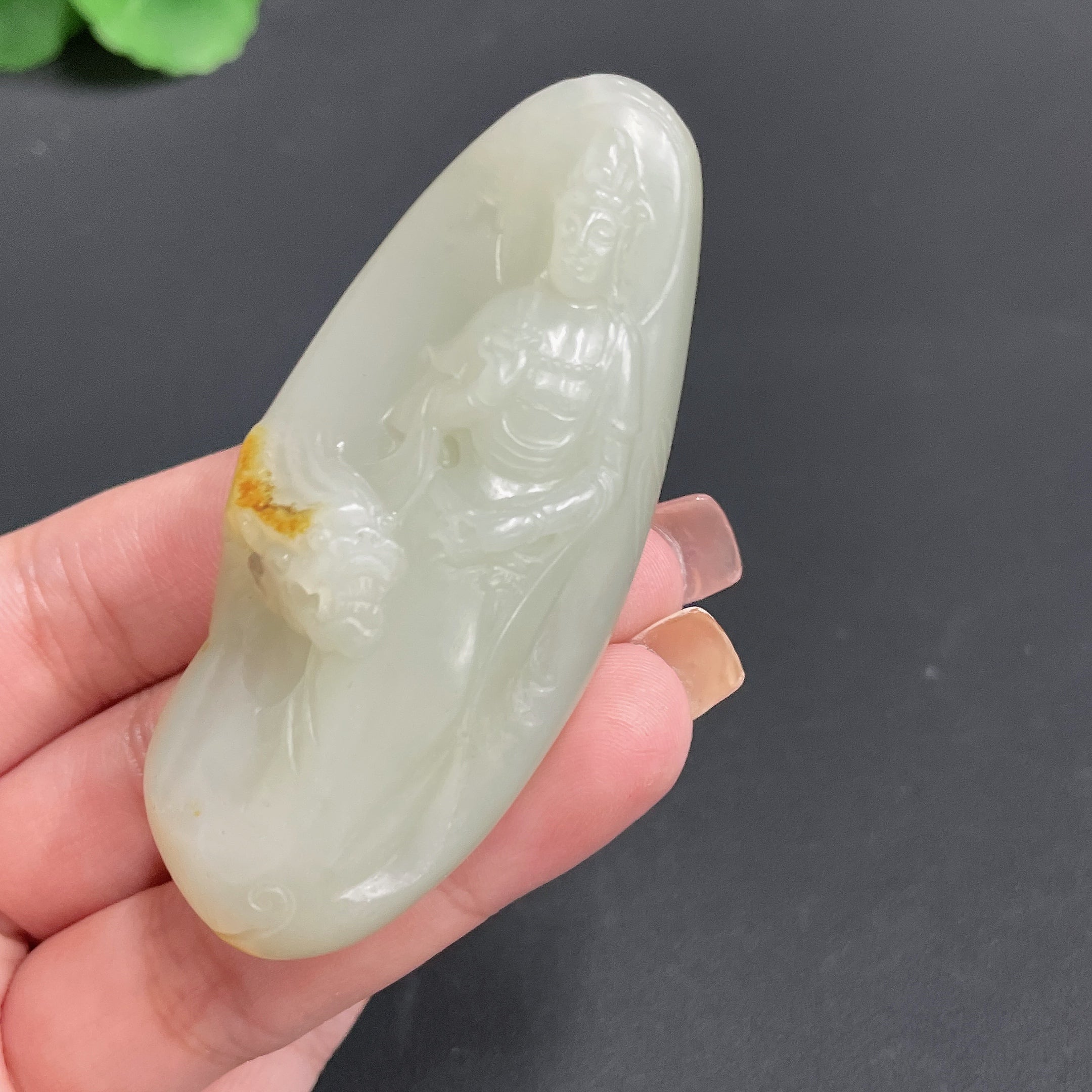 Hetian Jade Seed Material Pendant Guanyin Total Weight Approx. 66.03g Skin Color Origin Undetermined